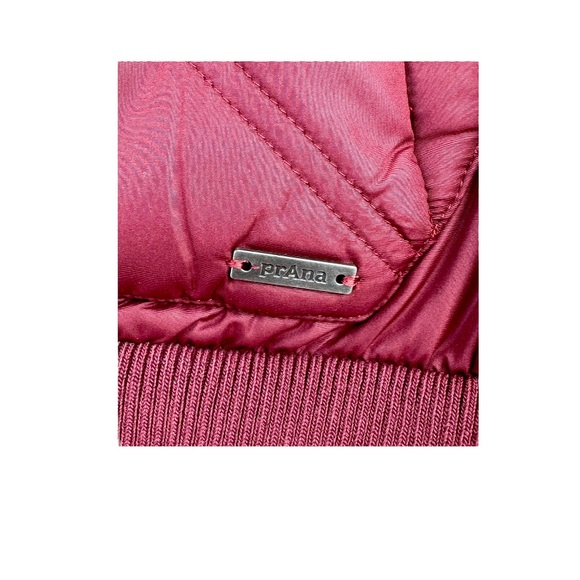 Prana Elsa Quilted Half Zip Kangaroo Pocket Pullover Hooded Jacket Maroon S NWT - Picture 3 of 11